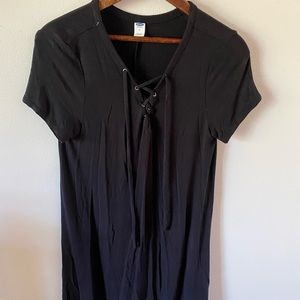 Black Dress with Lace Up Detail